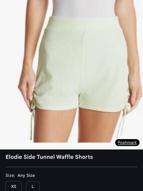 Elodie Waffle Side-Tie Shorts in Pale Green